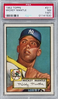 Stunning 1952 Topps #311 Mickey Mantle Rookie Card – PSA NM 7 (ST)